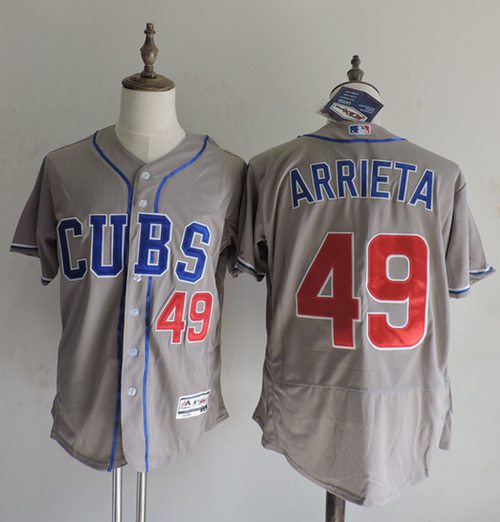 Cubs #49 Jake Arrieta Grey Flexbase Authentic Collection Alternate Road Stitched MLB Jersey